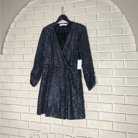 MAKE OFFER Revolve ASTR The Label Blazer Dress Black Metallic Size Medium NWT - Picture 3 of 11